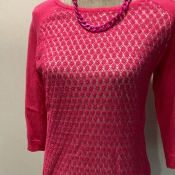 Jessica Hot Pink Crochet Sweater - Picture 3 of 9